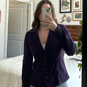 Cato Women's Dark Purple Suede Button Down Blazer
